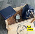 Super Combo Vélez: Cartera Sintética + Cinturón de Cuero Genuino y Llévate un Reloj de Regalo en caja de MDF - Tienda Del Rey