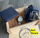 Super Combo Vélez: Cartera Sintética + Cinturón de Cuero Genuino y Llévate un Reloj de Regalo en caja de MDF - Tienda Del Rey