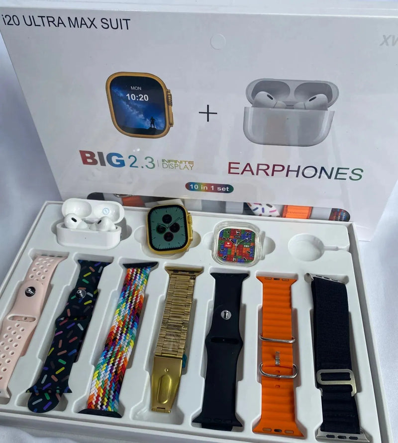 Combo Smartwatch Plus i20 ULTRA + Airpods + Forro + 7 Correas - Tienda Del Rey