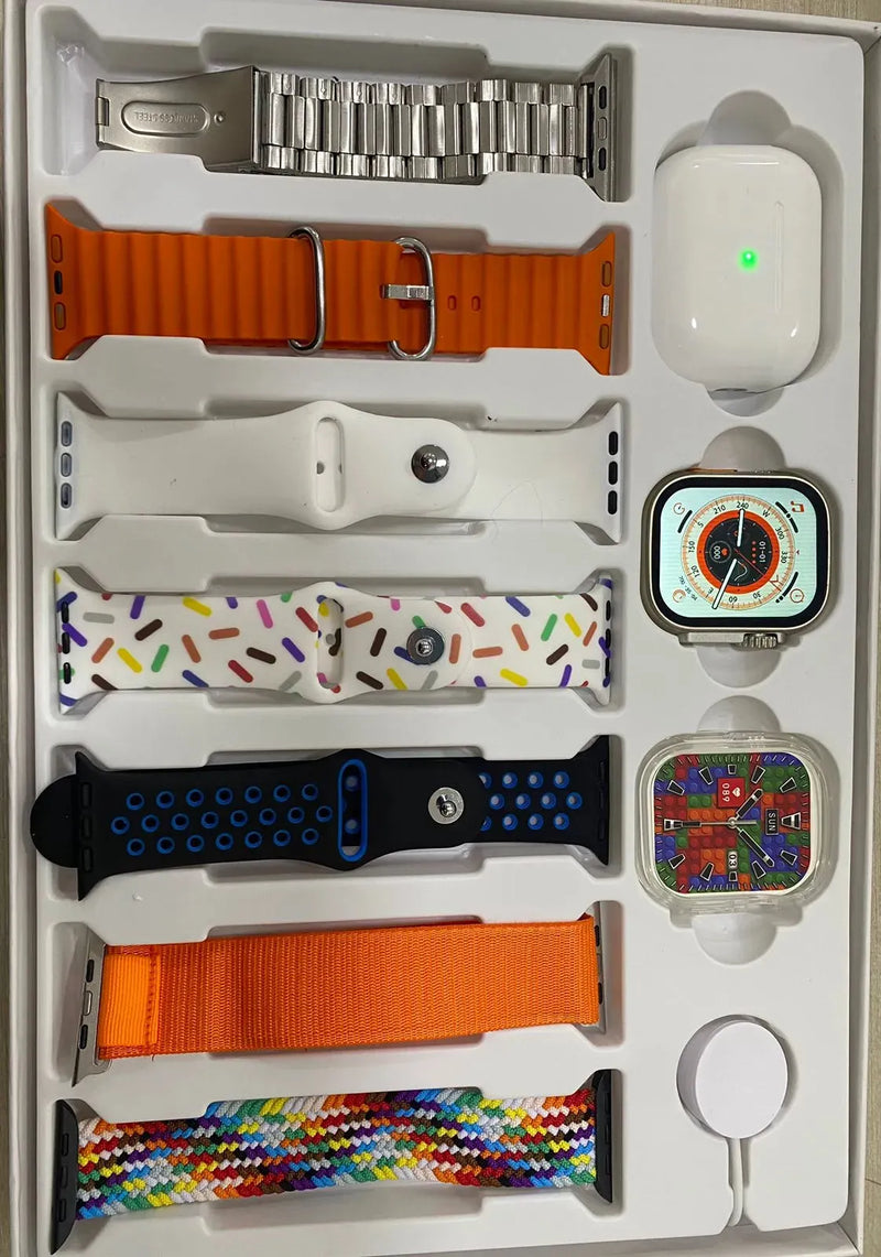 Combo Smartwatch Plus i20 ULTRA + Airpods + Forro + 7 Correas - Tienda Del Rey